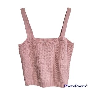 INC Pale Mauve Pink Crochet Sweater Knit Tank Top